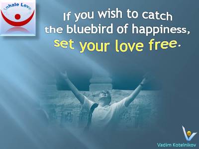 Bluebird of Happiness quotes: If you wish to catch the bluebird of happiness, set your love free - Vadim Kotelnikov at Inhale Love
